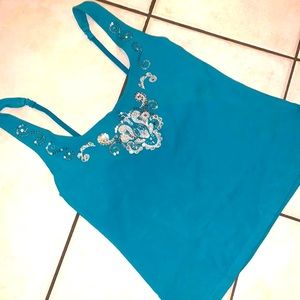 Victoria’s Secret built in bra bling tank top shirt M